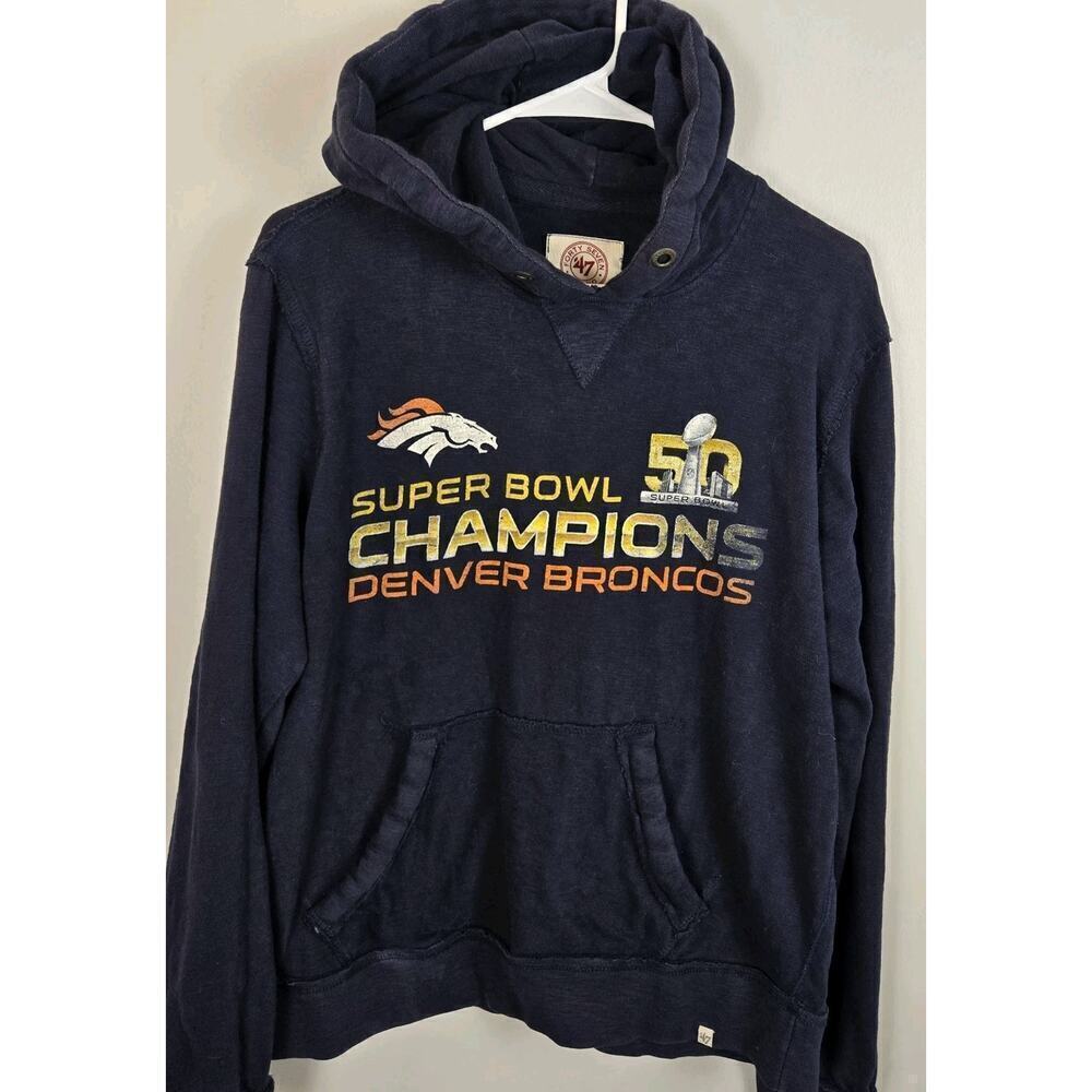 47 Brand NFL Hoodie Super Bowl 50 Champions Broncos 2016 Distressed Design MED